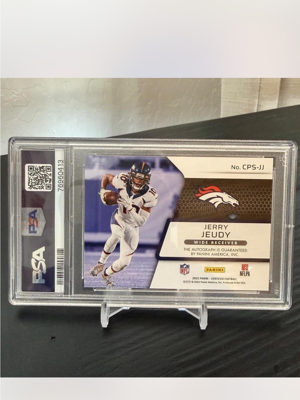 🔥2022 Jerry Jeudy Panini Certified Potential Blue Mirror 8/15 Autograph PSA 10 - Picture 5 of 6